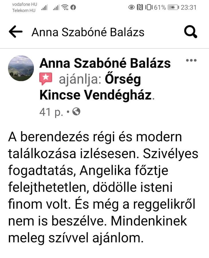Gasthaus Orseg Kincse Hegyhátszentjakab Exterior foto